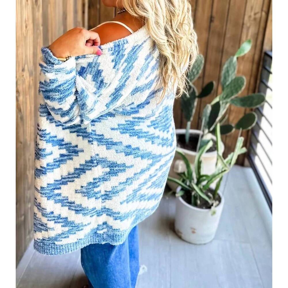 NEW BLAKELEY aztec cozy cardigan in blue - Picture 3 of 4